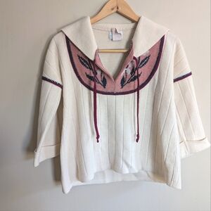 Vintage Sears Jr Bazaar 70s floral youth sweater size L or Women's XS/S